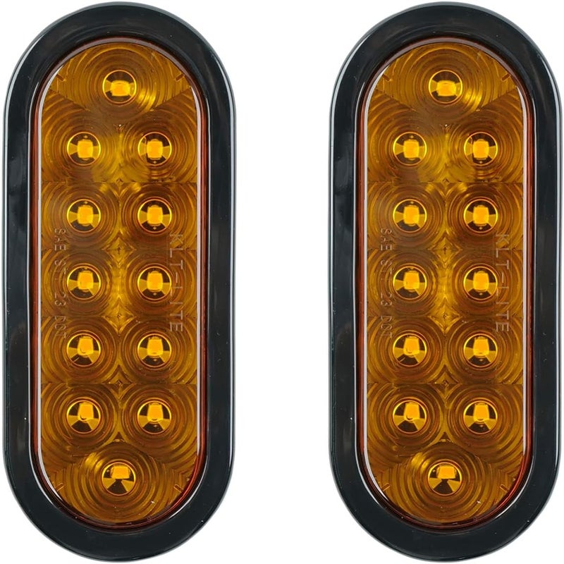 fouwick 2Pcs 6" Oval LED Red Tail Trailer Light 12LEDs, IP65 Waterproof, Stop Brake Turn Signal Reverse marker, Surface Mount, For Bus Lorry Camper Boat Bus Truck RV Pickup Golf Cart Motorcycle - Image 1